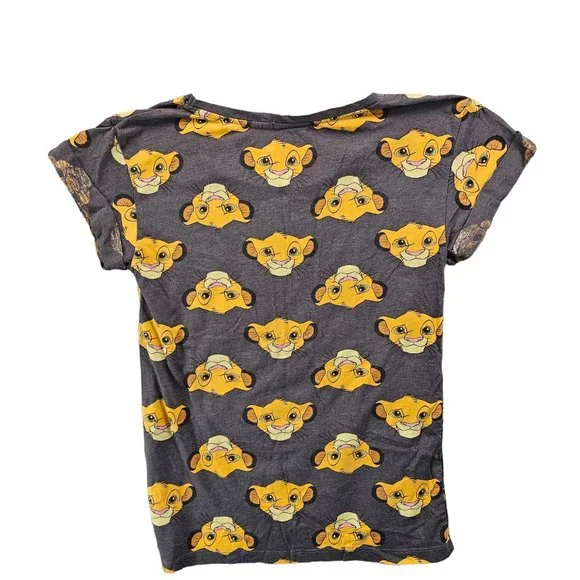 Disney Womens Size S Gray Graphic Tee Lion King Simba Face T-Shirt Casualwear - Picture 6 of 9